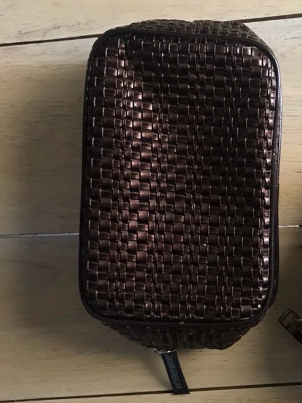 Laura Mercier NWT Woven leather Brown cosmetic pouch/ case